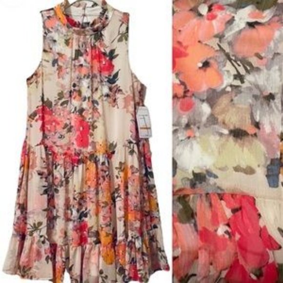 Bleecker 126 Floral Chiffon Babydoll Dress - Picture 2 of 2